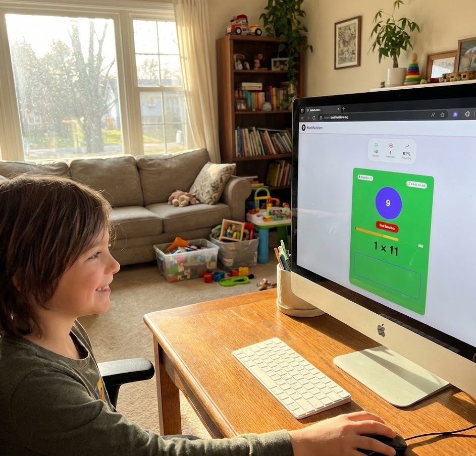 Child using Math Builders on a tablet